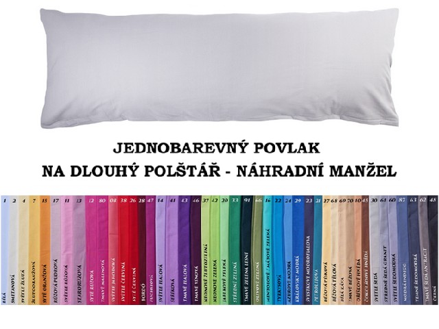 Bavlněný povlak na dlouhý polštář - jednobarevný