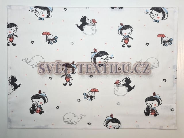 Bavlněný pytlík 29x40cm - Malý Pinocchio kluk s dlouhým nosem