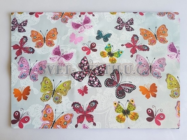 Bavlněný pytlík na přezůvky 29x40cm - Duhový motýli