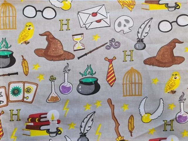 Bavlněný pytlík na přezůvky 29x40cm - Harry Potter, kouzelnické pomůcky
