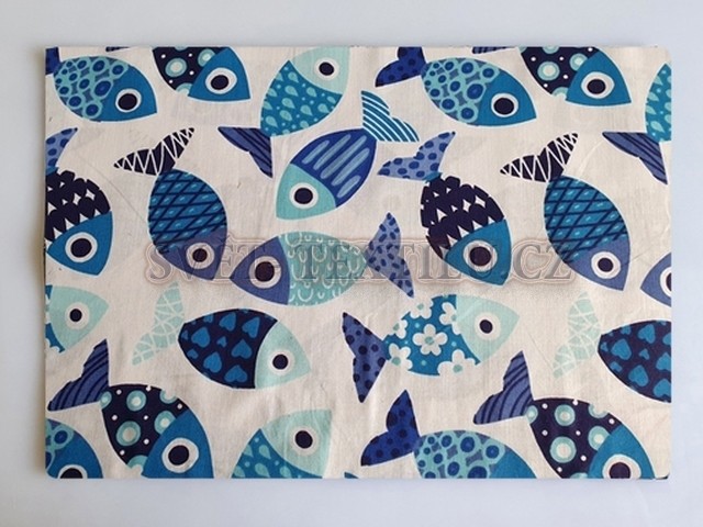 Bavlněný pytlík na přezůvky 29x40cm - Modré ryby