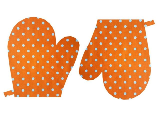 Dětské chňapky Bílý puntík 7mm na oranžové