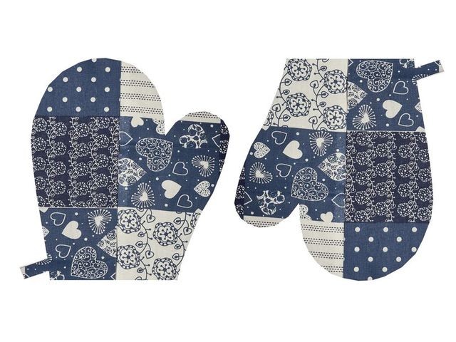 Kuchyňské chňapky Patchwork modrý