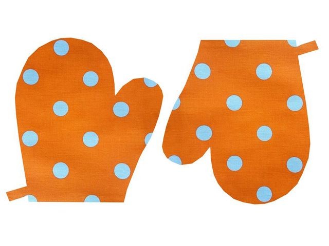 Kuchyňské chňapky Puntík 17mm na oranžové