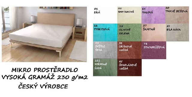 Mikroplyšové prostěradlo 210x210 topper výška 30cm