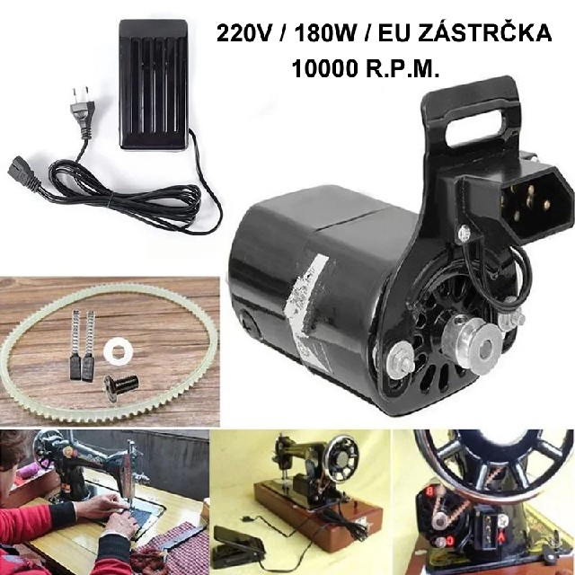 Sada motor, pedál, držák a kabel pro šicí stroje 220V 180W 0.9A